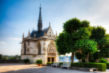 Fototapeta na wymiar The Chapel of Saint Hubert in Amboise by the River Loire, France, the Tomb of Leonardo da Vinci