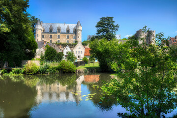 Fototapeta na wymiar The Village of Montresor and Montresor Castle upon River Indrois, Loire, France