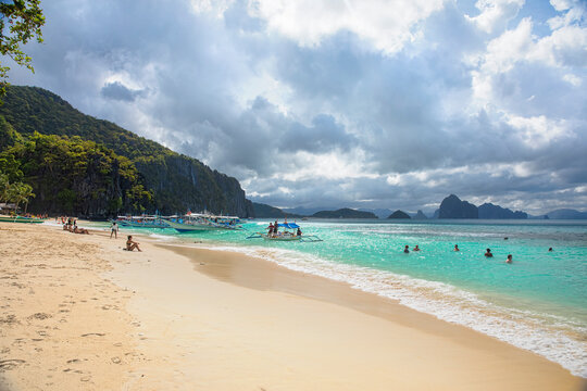 Cloudy Day at the Seven Commandos Beach, near El Nido, Palawan, Philippines