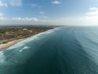 Aerial view of coast of Atlantic Ocean, Portugal. 