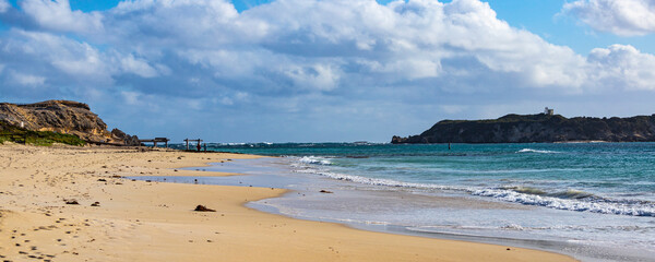 panorama of hamelin bay beach, famous beach in western australia in margaret river region