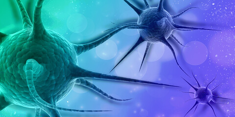 3d rendering Virus bacteria cells background
