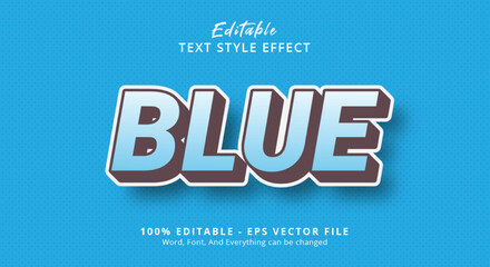Blue text with vintage color style effect, editable text effect