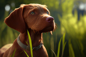 Wirehaired Vizsla puppy, cute dogs, Generative AI