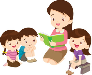 back to school with kids reading book education happy children concept