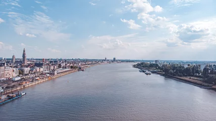 Schilderijen op glas Schelde River Antwerpen View from the Air © Daan
