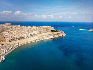 Fototapeta premium Valletta Malta bay View from sky of old city