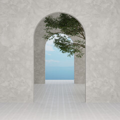 3D rendering Concrete Archway  Leads to the Sea, Concrete Arch W
