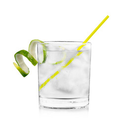 Cocktails on white: Gin and Tonic. - obrazy, fototapety, plakaty