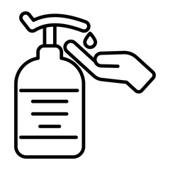 Hand with sanitizer bottle vector design in modern style