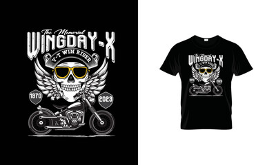 classic motorbike and pin wing, t-shirt design.