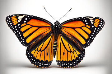 beautiful monarch butterfly isolated on white background. Generative AI