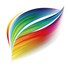 Vector Rainbow Feather Icon of Solid Color Swooshes on White Background