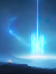 A massive energy beam shoots up into the sky. Great for sci-fi backgrounds. 