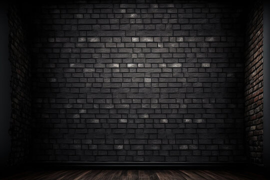 Old black wall. Brick background. Grunge. Generative AI