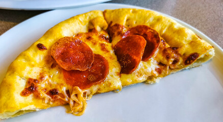 Fat salami pepperoni pizza at Pizza Hut in Costa Rica.
