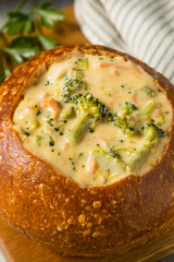 Homemade Broccoli Cheddar Soup Bread Bowl