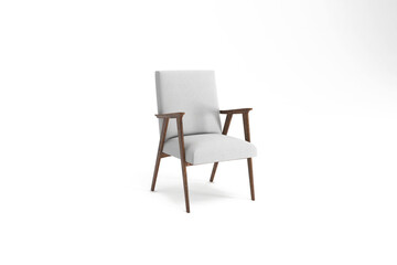 Perspective view, Modern Chair, minimal concept, Studio shot of stylish chair isolated on white background 3d rendering