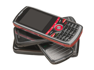 Stack of cell phones - isolated image