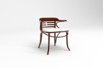 Perspective view, Modern Chair, minimal concept, Studio shot of stylish chair isolated on white background 3d rendering