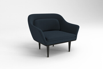 Perspective view, Modern Chair, minimal concept, Studio shot of stylish chair isolated on white background 3d rendering