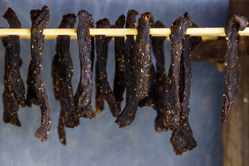Preparing of South African dried meat or biltong