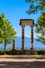 Fototapeta na wymiar Ruins of ancient roman columns in Nyon, Switzerland