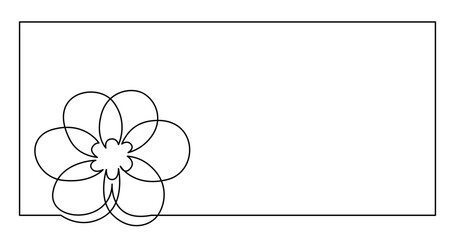 continuous line drawing of flower greetings card design - PNG image with transparent background