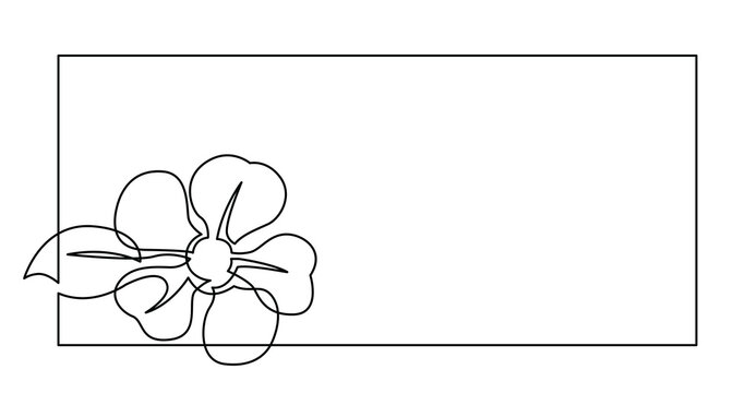continuous line drawing of one beautiful flower invitation card design - PNG image with transparent background