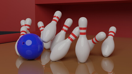 Naklejka premium bowling ball and pins