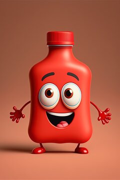 Cute Happy Ketchup Bottle