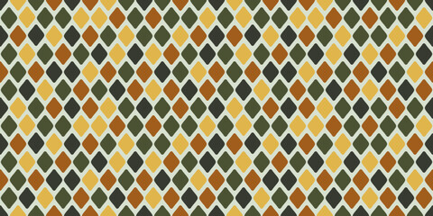 Abstract patterned coffee rhombs. Printing on textiles, notebooks, wallpaper, packaging, interiors, cups. Vector seamless pattern with brown rhombs.