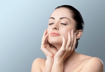 Woman with skin care concept. Health happy woman