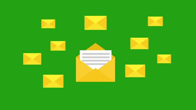 Spam concept animation. Spamming concept, a lot of emails on the screen of a laptop. Email box hacking, spam warning.motion animation.