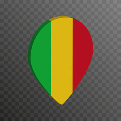 Fototapeta premium Map pointer with Mali flag. Vector illustration.