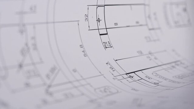 Footage macro close up of architectural and structural drawings blueprints of construction houses and buildings projects for drafting and estimating. 