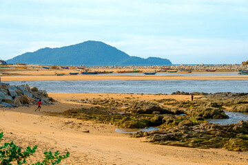 Calm coastal scenery at Pantai Kemasik, Kemaman, Terengganu, Malaysia