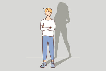 Young man with woman shadow 