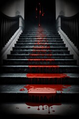 A bloody stairway. Horror scene. Generated AI image