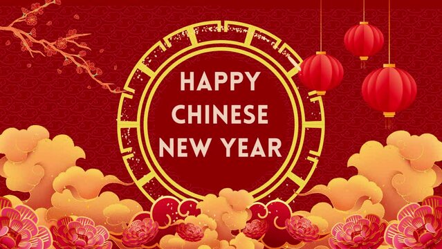 Happy chinese new year 2023 Concept for holiday, Chinese Celebration red and gold animation Traditional chinese year red background Chinese Festival