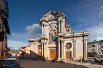 Peveragno; Wedge; Italy - January 09; 2023: facade of the parish church of Santa Maria