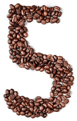 Number 5 Made of Coffee Beans Isolated