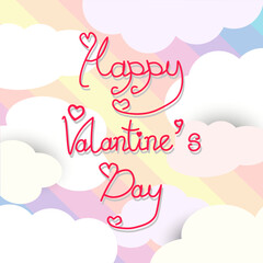 Obraz na płótnie Canvas Happy Valentine's Day card. background rainbow. vector text, clouds.