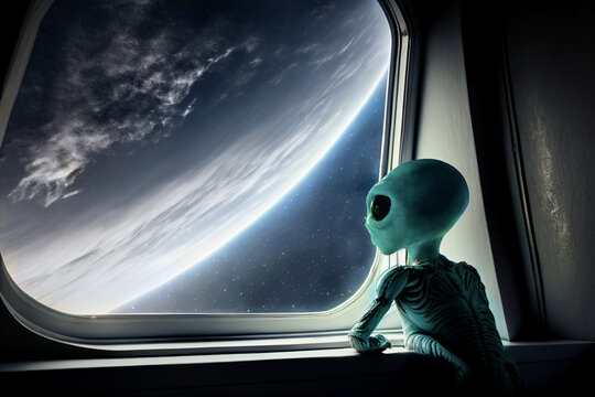 alien looking at the Earth