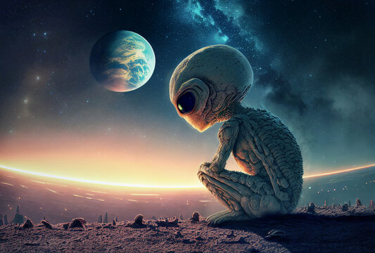 alien looking at the Earth
