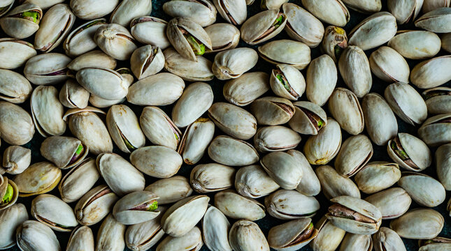 Full frame overhead view of pistachio nuts
