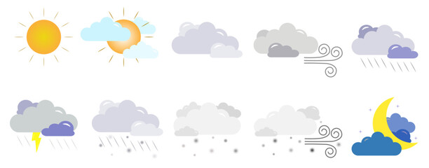 Obraz premium Weather icon. Vector. Weather set. Pictogram illustration on white background. Set.