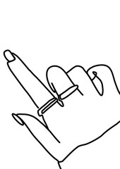 One continuous line drawing - beautiful hand and  nail