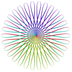 Motif en forme de fleur composé de lignes multicolores