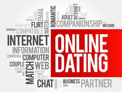 Online Dating word cloud collage, love concept background